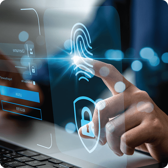 Finger pointing at biometric fingerprint